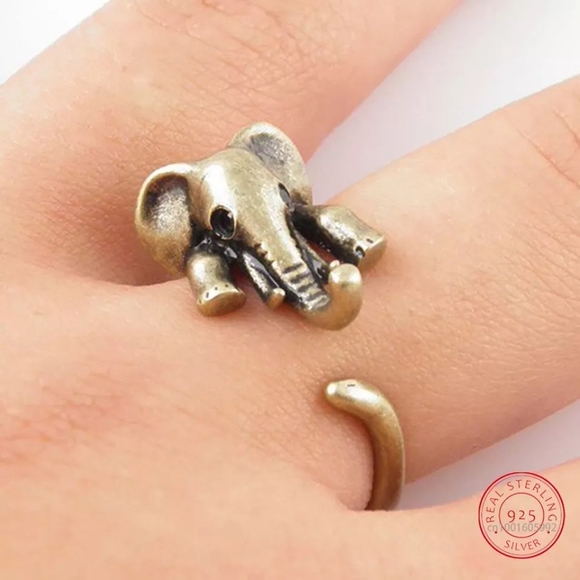 925 Sterling Silver Adjustable Elephant Ring - Picture 4 of 6